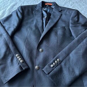 Tallia Men’s Geometric Black 2 Button Sport Coat Blazer Birds Bees 40S Party